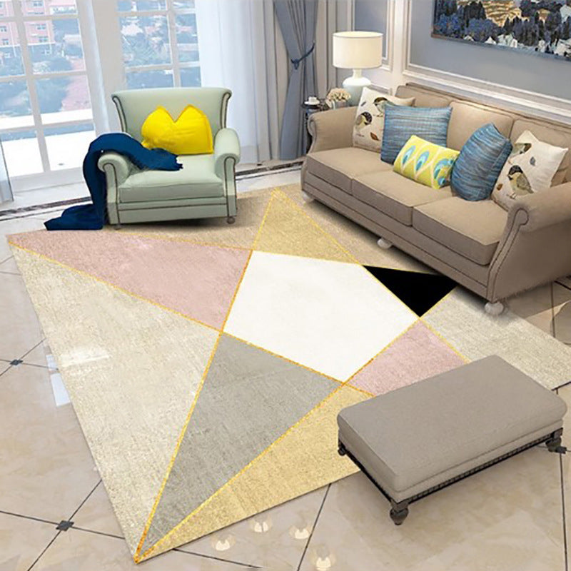 Simplicity Geometry Design Indoor Rug Soft Contemporary Polyester Carpet Rectangle Stain Resistant Carpet for Home Decor