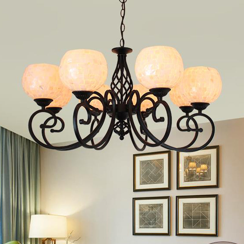 Blanc 5/6/8 Lumières luminaire luminaire baroque coquille de suspension Globe Suspension pour la cuisine