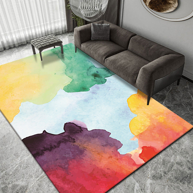 Gorgeous Ink Painting Area Rug Individuality Modern Indoor Carpet Polyester Non-Slip Backing Carpet for Home Decor