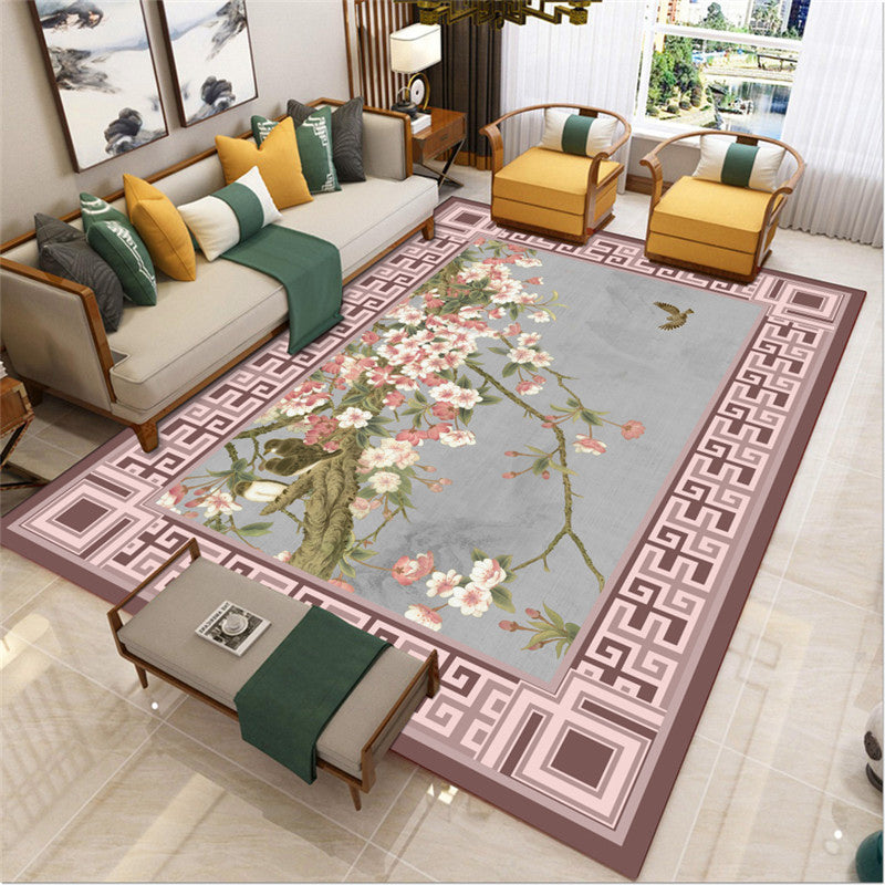 Multicolor Modern Indoor Rug Polyester Branch Print Carpet Easy Care Rug for Home Decoration
