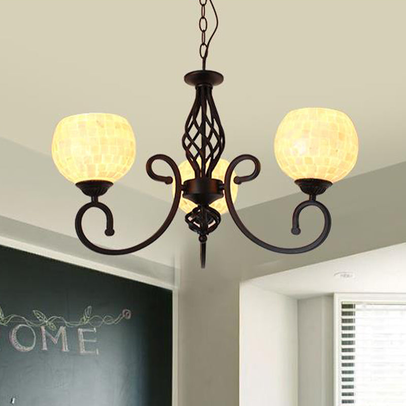 White 5/6/8 Lights Chandelier Light Fixture Baroque Shell Globe Suspension Lighting for Kitchen