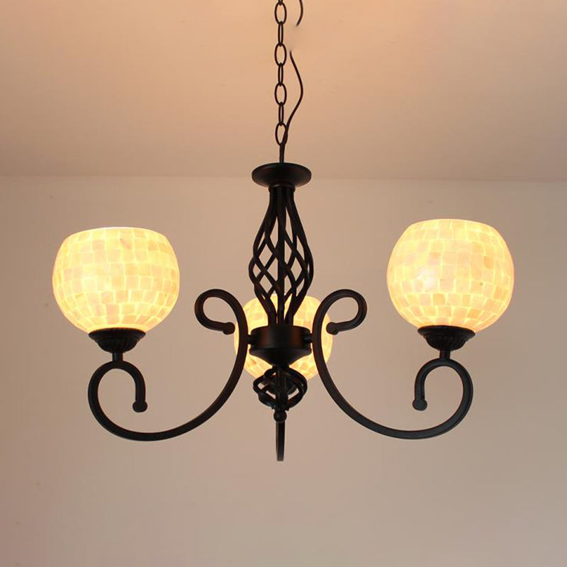 White 5/6/8 Lights Chandelier Light Fixture Baroque Shell Globe Suspension Lighting for Kitchen