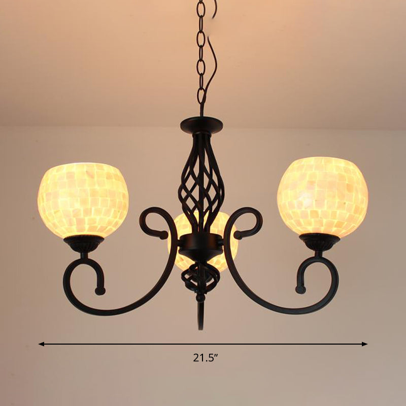 Blanc 5/6/8 Lumières luminaire luminaire baroque coquille de suspension Globe Suspension pour la cuisine