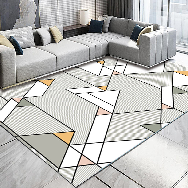 Funky Geometry Design Area Rug Contemporary Comfort Rectangle Rug Polyester Easy Care Anti-Slip Backing Rug for Living Room
