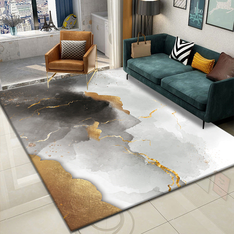 Tapis imprimé aquarelle de couleur foncée, moderne et audacieux, en Polyester, facile d'entretien, avec support antidérapant, pour la décoration de la maison