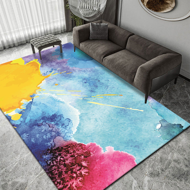 Luxuriöser Teppich mit Tuschemalerei, mehrfarbig, modern, rechteckig, für den Innenbereich, Polyester, rutschfester Teppich für die Inneneinrichtung
