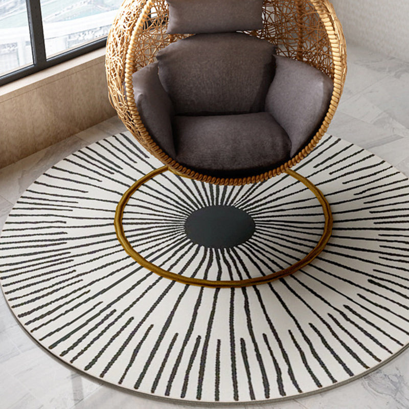 Khaki Funky Lines Pattern Indoor Rug Contemporary Simplicity Round Carpet Polyester Anti-Slip Backing Area Carpet for Home Decor