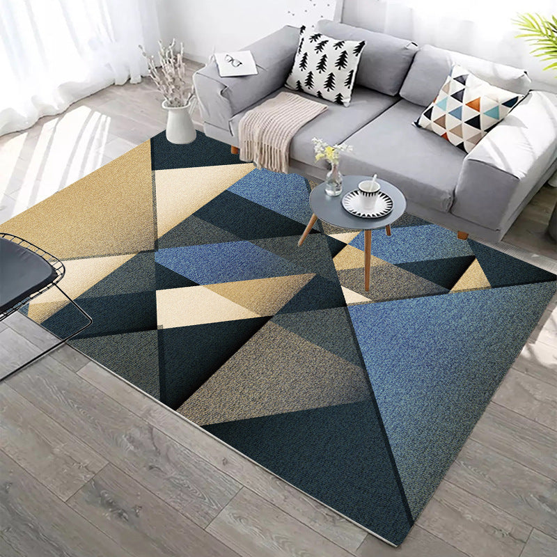 Distinctive Simple Contemporary Rug Triangle Design Area Rug Polyester Anti-Slip Backing Area Carpet for Living Room