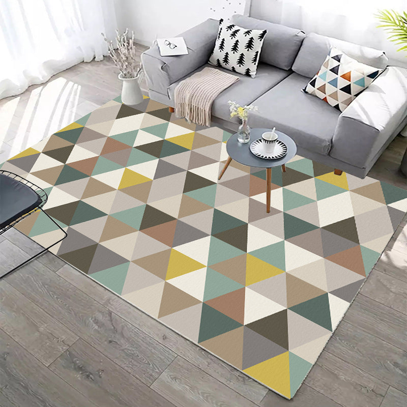Individuality Triangle Printed Indoor Rug Trendy Contemporary Area Rug Polyester Stain Resistant Carpet for Home Decor