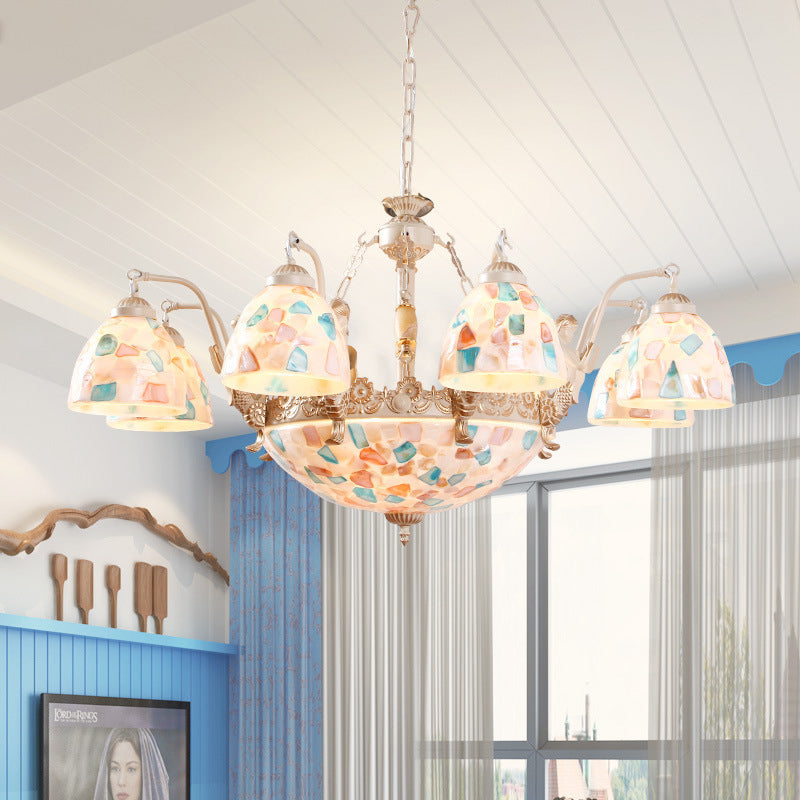 Chandelier suspendu en mosaïque Baroque Shell Shell 5/9/11 Lumières Blanc Pendante Light Kit pour la cuisine