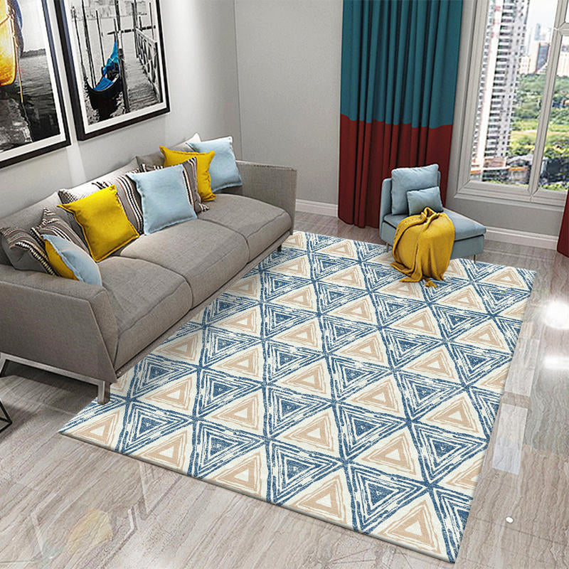 Creative Contemporary Rectangle Indoor Rug Trendy Geometrical Design Carpet Polyester Stain Resistant Rug for Home Decor