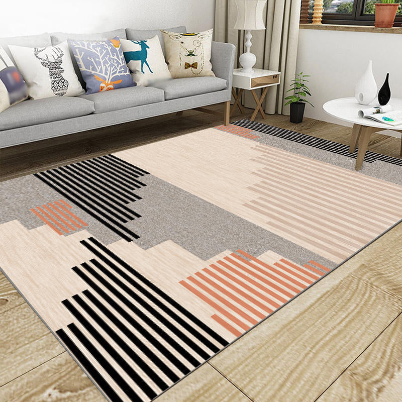 Creative Contemporary Rectangle Indoor Rug Trendy Geometrical Design Carpet Polyester Stain Resistant Rug for Home Decor