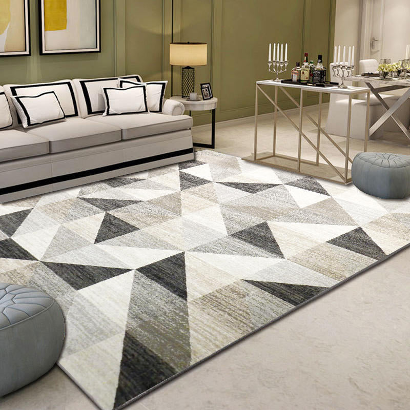 Creative Contemporary Rectangle Indoor Rug Trendy Geometrical Design Carpet Polyester Stain Resistant Rug for Home Decor