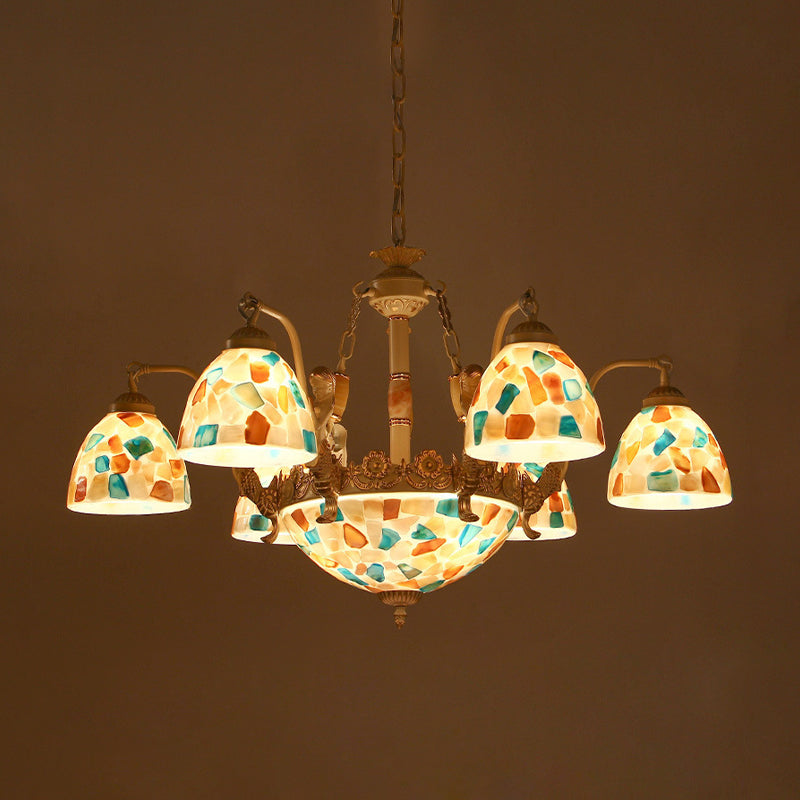Chandelier suspendu en mosaïque Baroque Shell Shell 5/9/11 Lumières Blanc Pendante Light Kit pour la cuisine