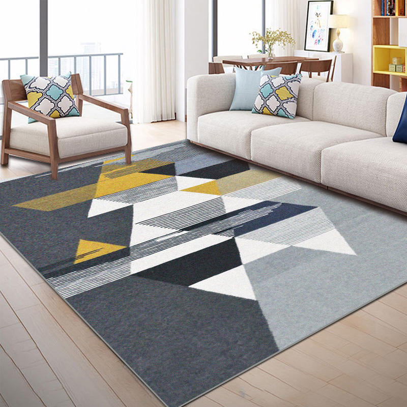 Distinctive Graphic Pattern Area Rug Contemporary Aesthetic Indoor Rug Polyester Anti-Slip Backing Carpet for Home Decoration