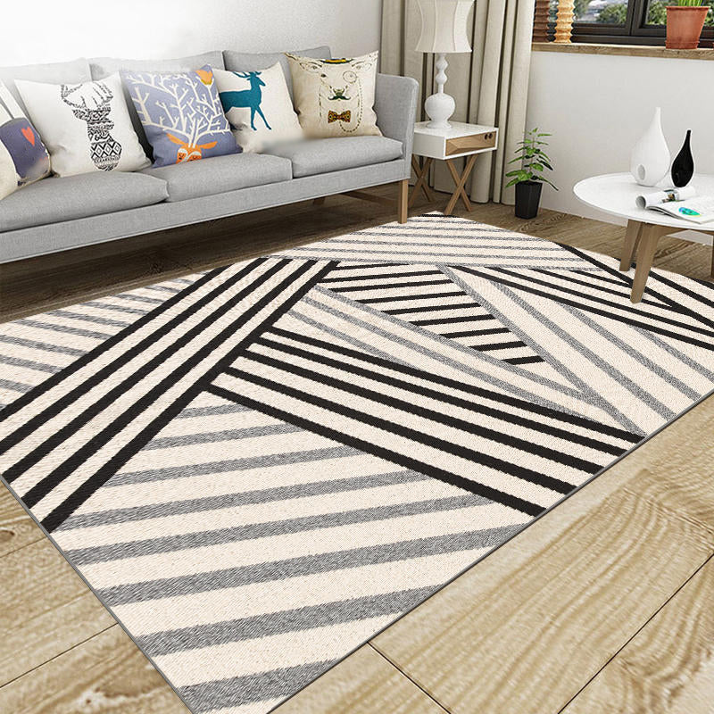 Distinctive Graphic Pattern Area Rug Contemporary Aesthetic Indoor Rug Polyester Anti-Slip Backing Carpet for Home Decoration