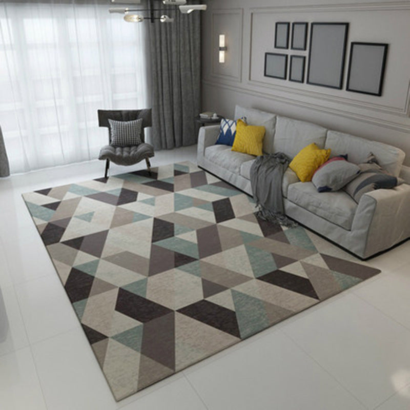 Decorative Triangle Printed Indoor Rug Contemporary Soft Polyester Area Rug Non-Slip Backing Carpet for Living Room