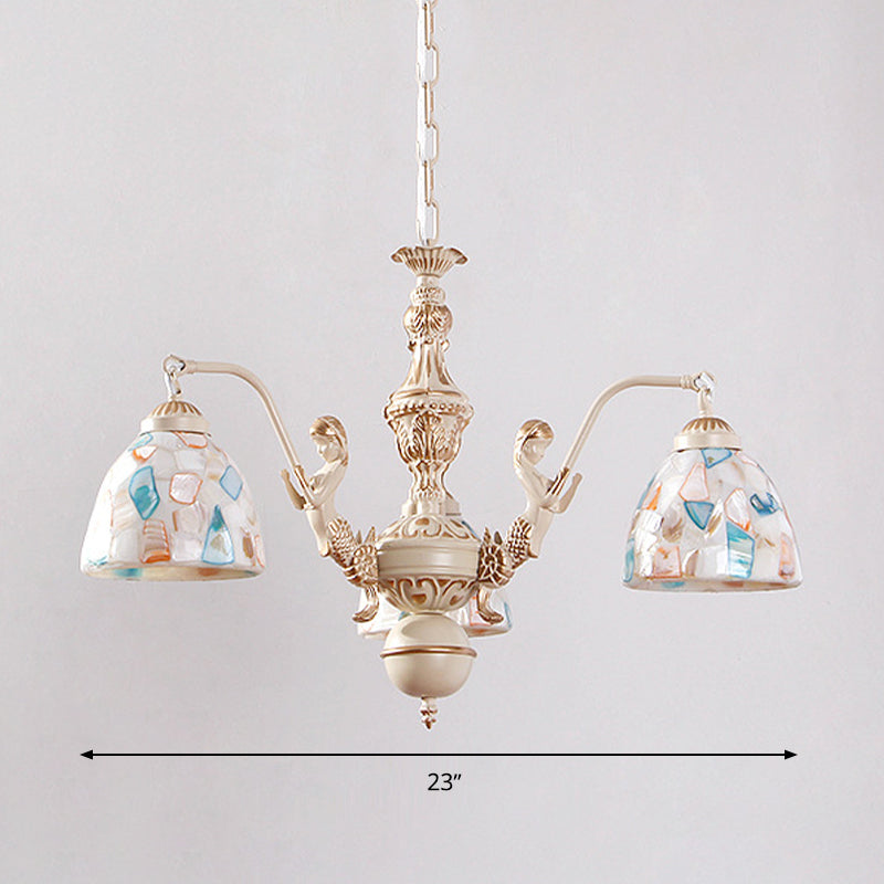 Chandelier suspendu en mosaïque Baroque Shell Shell 5/9/11 Lumières Blanc Pendante Light Kit pour la cuisine