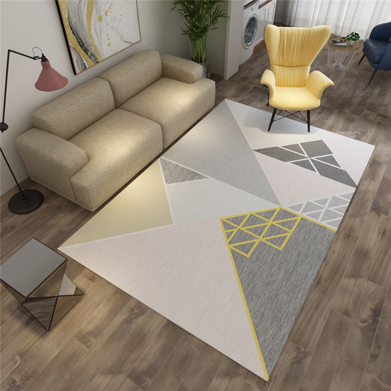 Stylish Modern Living Room Rug Multicolored Geometry Printed Area Carpet Polyester Stain Resistant Indoor Carpet