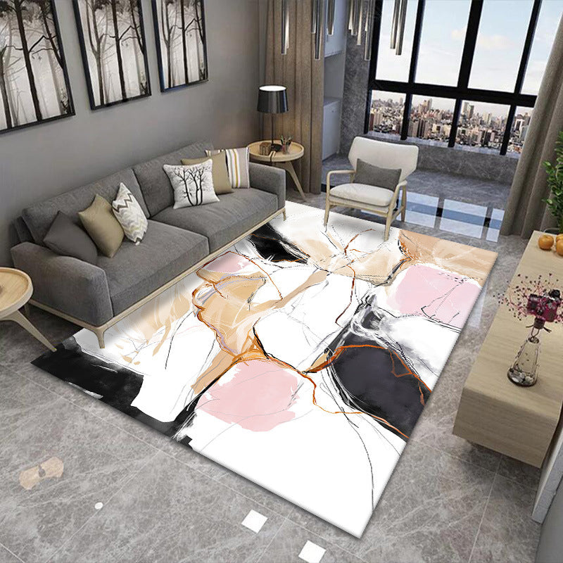 Colorful Contemporary Funky Indoor Rug Casual Watercolor Printed Carpet Polyester Stain Resistant Carpet for Living Room