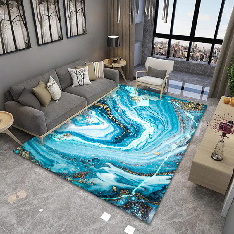Colorful Contemporary Funky Indoor Rug Casual Watercolor Printed Carpet Polyester Stain Resistant Carpet for Living Room