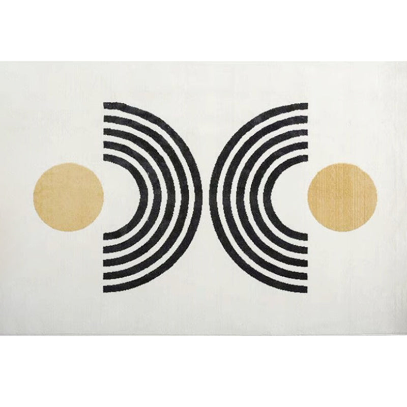 White Creative Modern Area Rug Simplicity Geometry Pattern Area Carpet Polyester Anti-Slip Backing Rug for Home Decoration