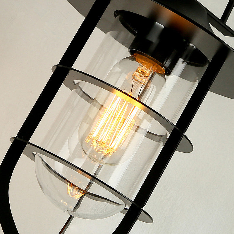 Loft Style Shaded Wall Light Sconce Glass Wall Sconce Lighting in Black for Restaurant