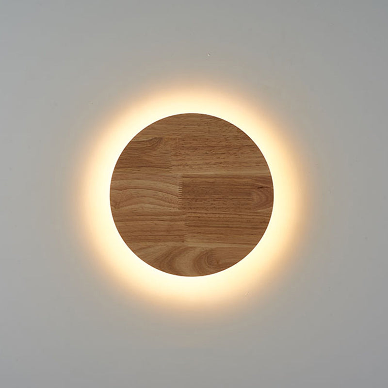 Runde Wandlampen moderne Einfachheit Holzwandleuchten für Wohnzimmer