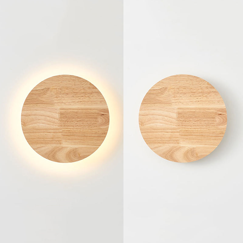 Runde Wandlampen moderne Einfachheit Holzwandleuchten für Wohnzimmer