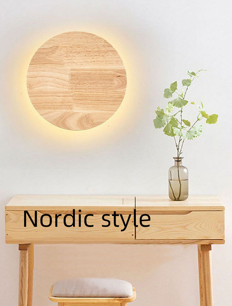 Runde Wandlampen moderne Einfachheit Holzwandleuchten für Wohnzimmer