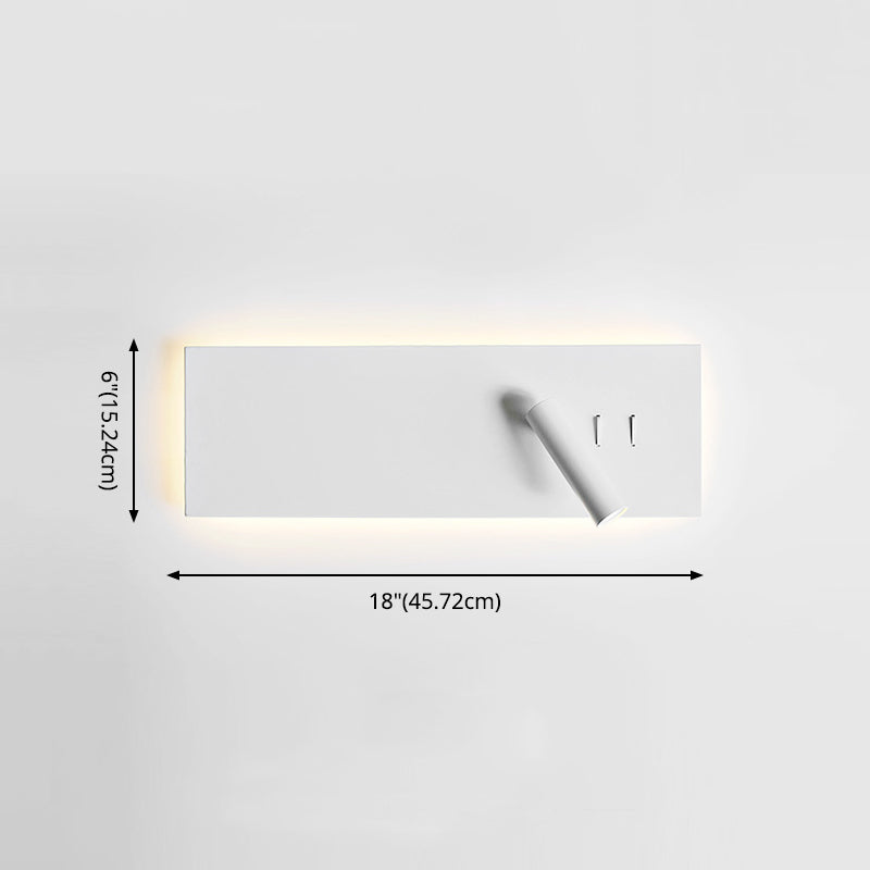 Estilo moderno simplicidad lámpara de lectura led led de lectura rotatable diseño de montaje en la pared con base de metal rectangular