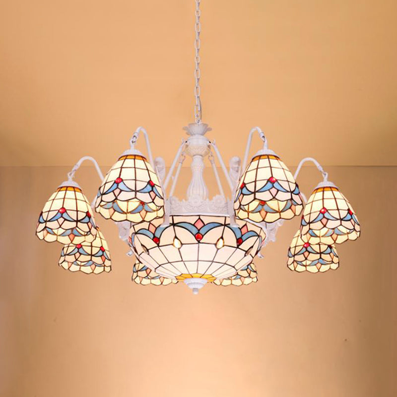 Lampe à lustre de dôme 8/9/11 LUMILES TOLÉ ART VISE Méditerranéen Plafond plafond Light en blanc