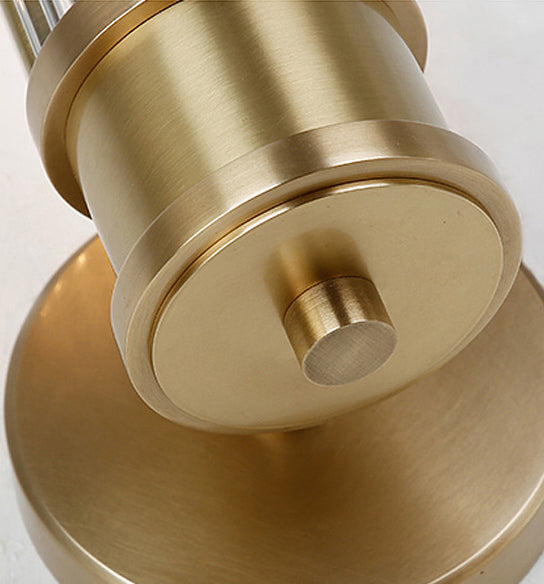 Gold Cylindrical Wall Sconce in Modern Luxury Style Copper Indoor Wall Light with Crystal Shade