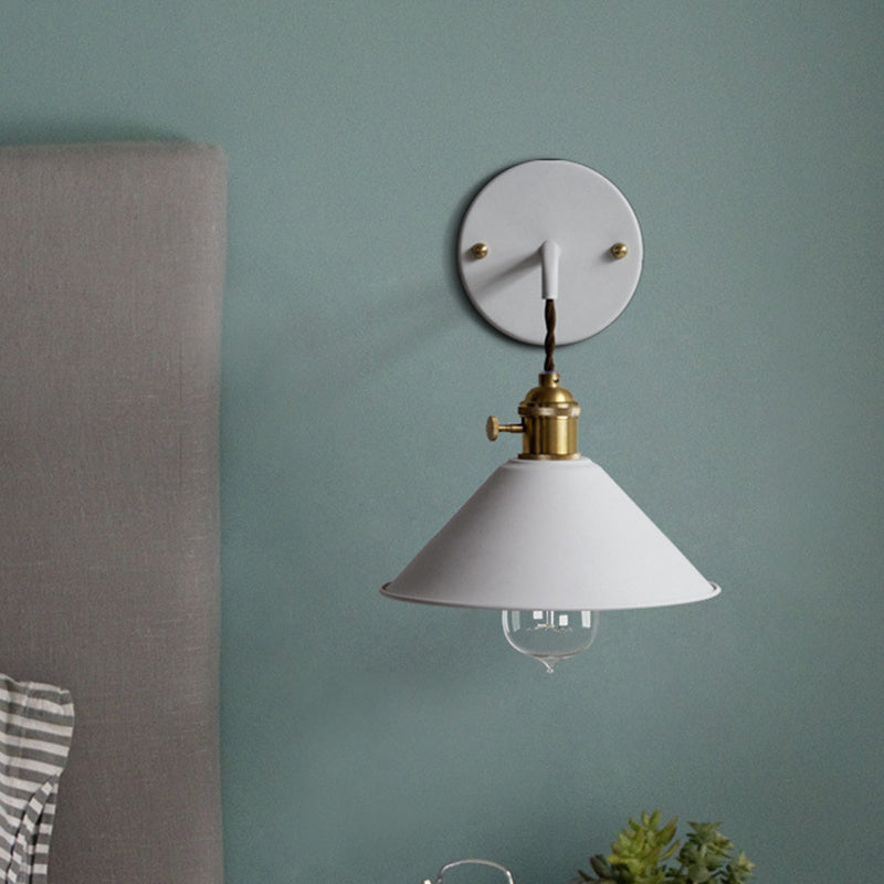Illuminazione a parete cono cono in stile muro di metallo a montaggio per la camera da letto per camera da letto