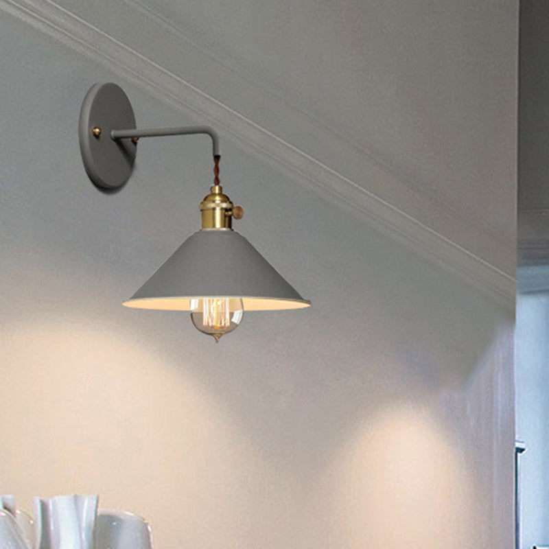 Illuminazione a parete cono cono in stile muro di metallo a montaggio per la camera da letto per camera da letto