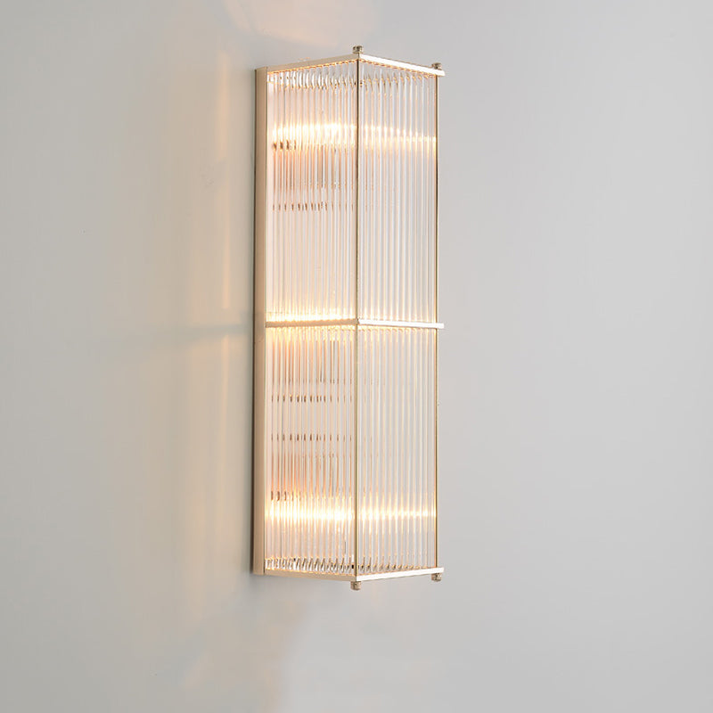 Crystal Gold Wall Light in Modern Concise Style Wrought Iron Rectangular Wall Sconce for Living Room