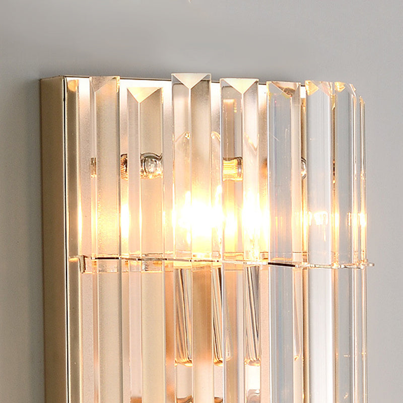 Crystal Gold Wall Light in Modern Concise Style Wrought Iron Rectangular Wall Sconce for Living Room
