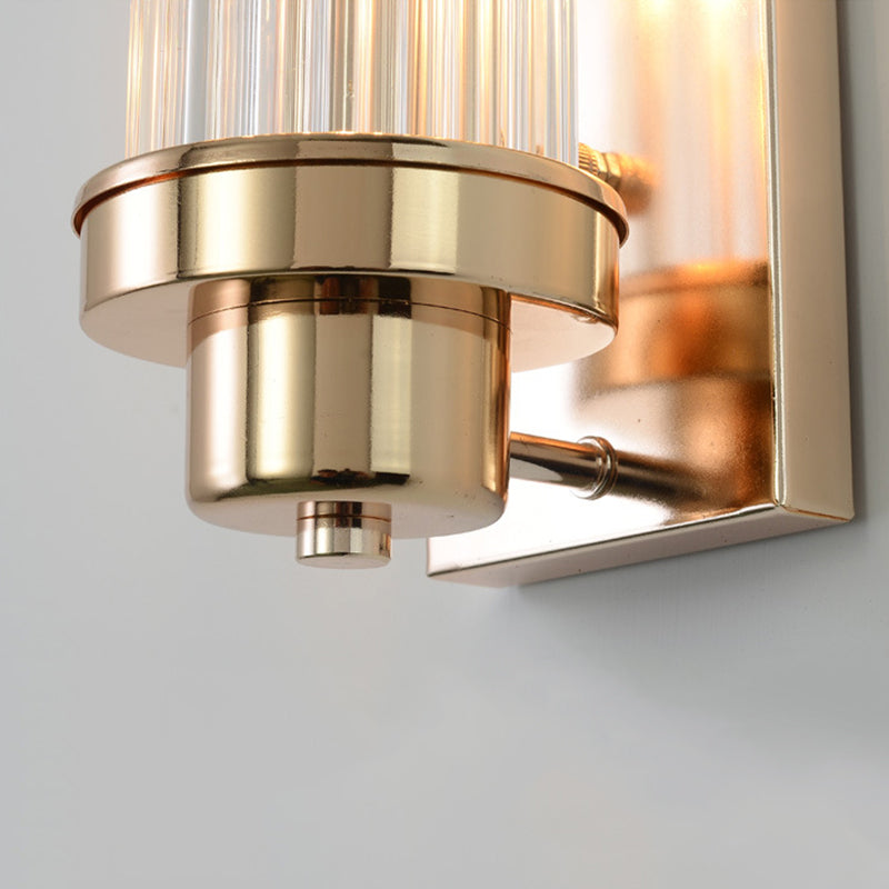 Crystal Gold Wall Light in Modern Concise Style Wrought Iron Rectangular Wall Sconce for Living Room