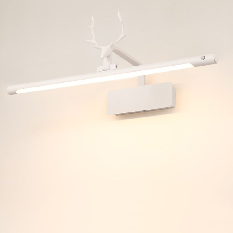 Modern Minimalist Style Cylinder Wall Mounted Light Fixture Copper Flush Mount Wall Sconce with Antlers for Bathroom