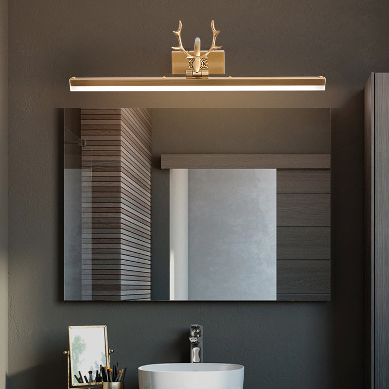 Mid-Century Vintage Style Strip Wall Mounted Vanity Lights Copper Flush Mount Wall Sconce for Bathroom