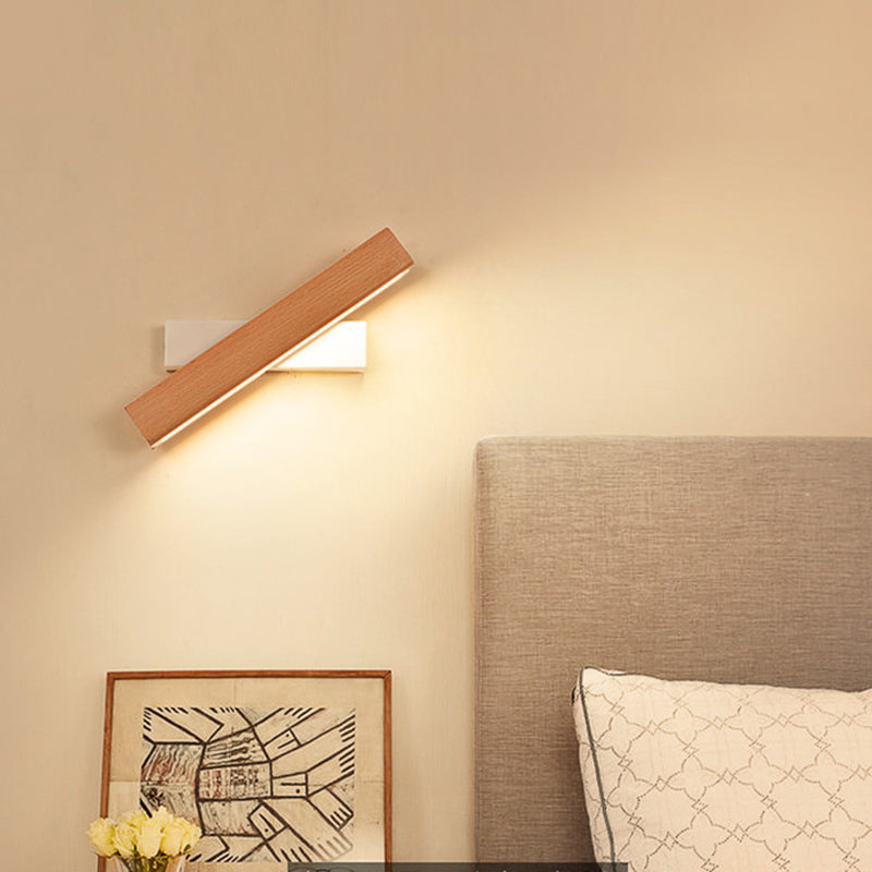 Modern Wood Wall Sconce Adjustable Rotatable LED Light Room Indoor Foyer Lighting