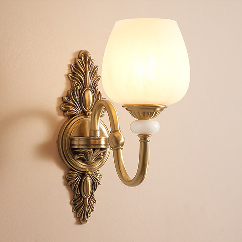 Copper Gold LED Wall Sconce in Modern Luxury Style Glass Indoor Wall Light with Jade Decoration