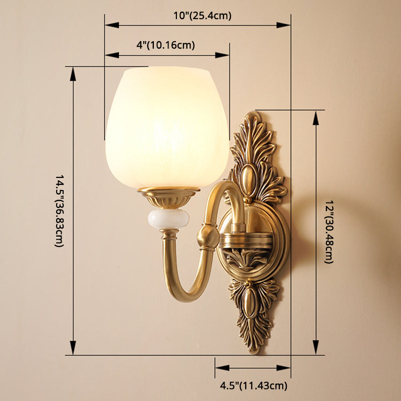 Copper Gold LED Wall Sconce in Modern Luxury Style Glass Indoor Wall Light with Jade Decoration