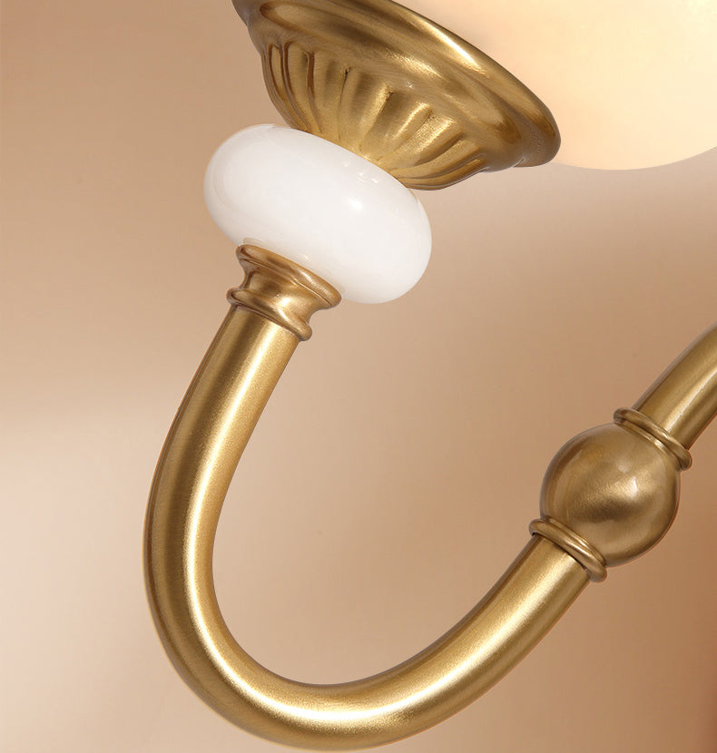 Copper Gold LED Wall Sconce in Modern Luxury Style Glass Indoor Wall Light with Jade Decoration