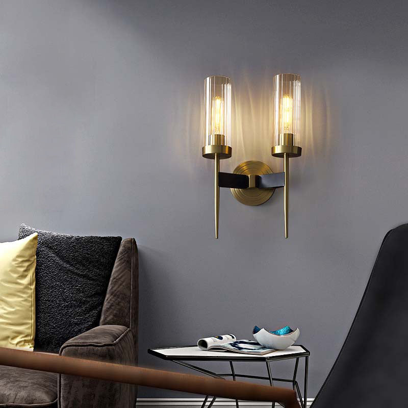 Cylindrical Clear Glass Wall Lighting Fixtures Modern Wall Mounted Light Fixture for Bedroom