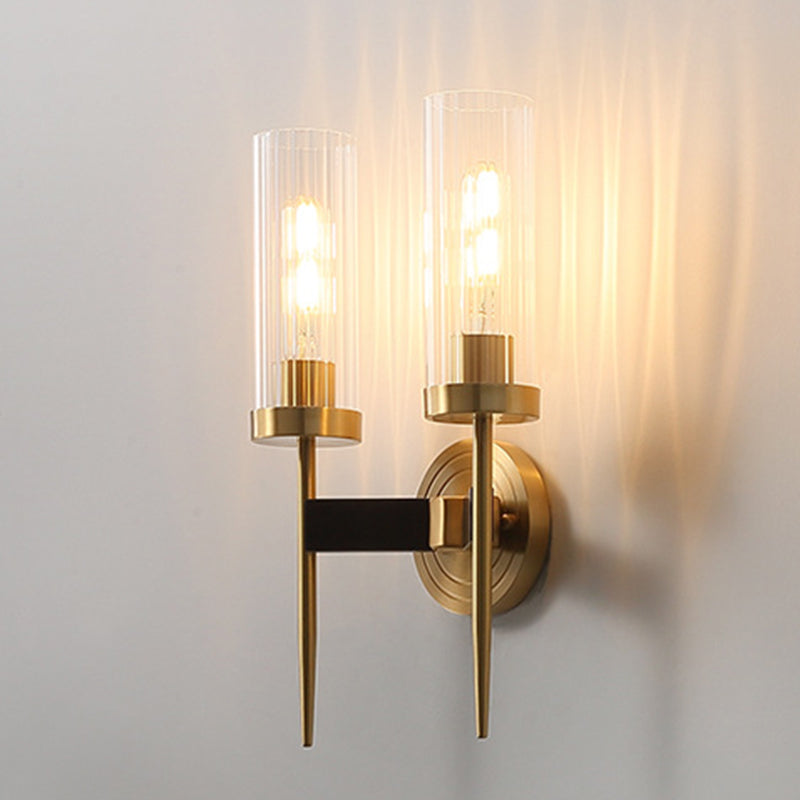Cylindrical Clear Glass Wall Lighting Fixtures Modern Wall Mounted Light Fixture for Bedroom