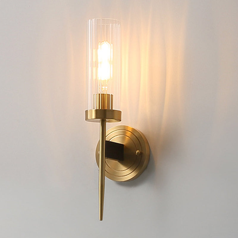 Cylindrical Clear Glass Wall Lighting Fixtures Modern Wall Mounted Light Fixture for Bedroom