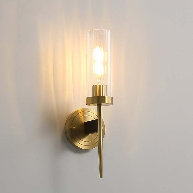 Cylindrical Clear Glass Wall Lighting Fixtures Modern Wall Mounted Light Fixture for Bedroom