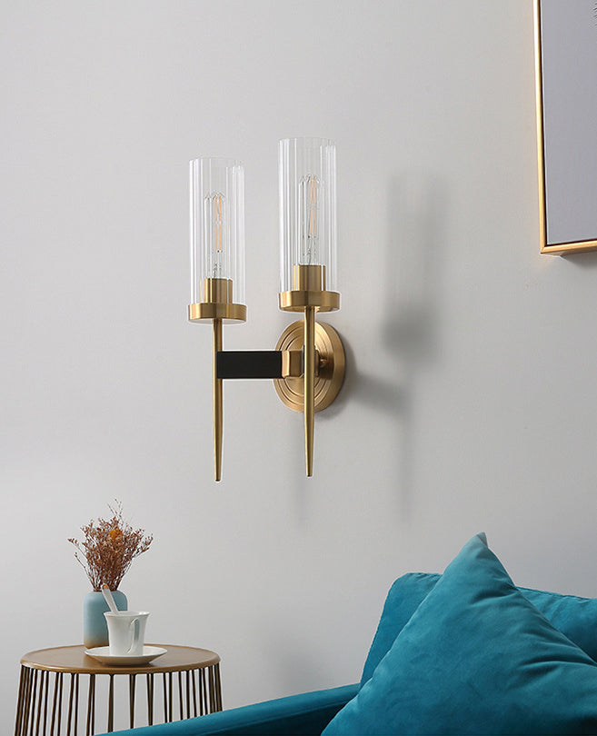 Cylindrical Clear Glass Wall Lighting Fixtures Modern Wall Mounted Light Fixture for Bedroom