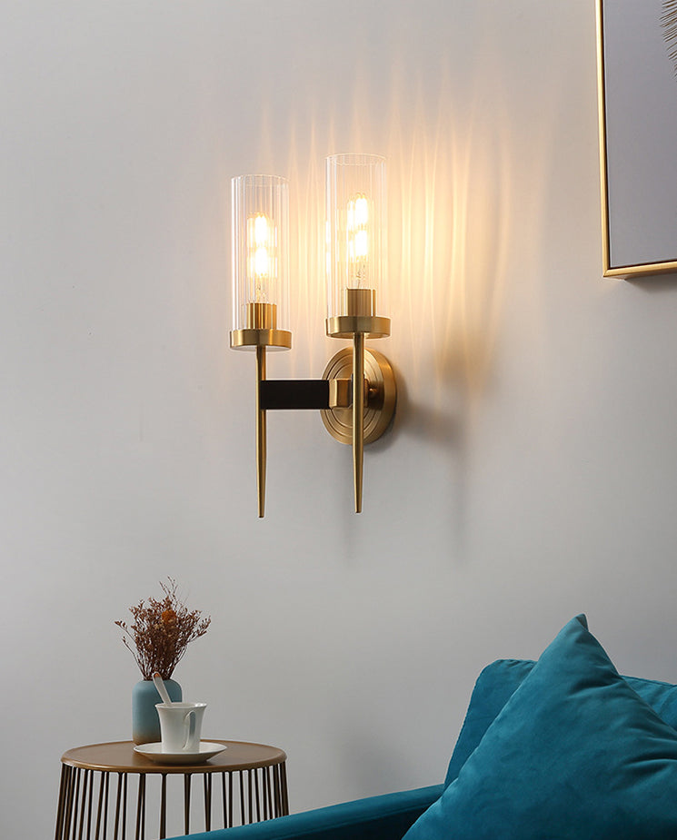 Cylindrical Clear Glass Wall Lighting Fixtures Modern Wall Mounted Light Fixture for Bedroom